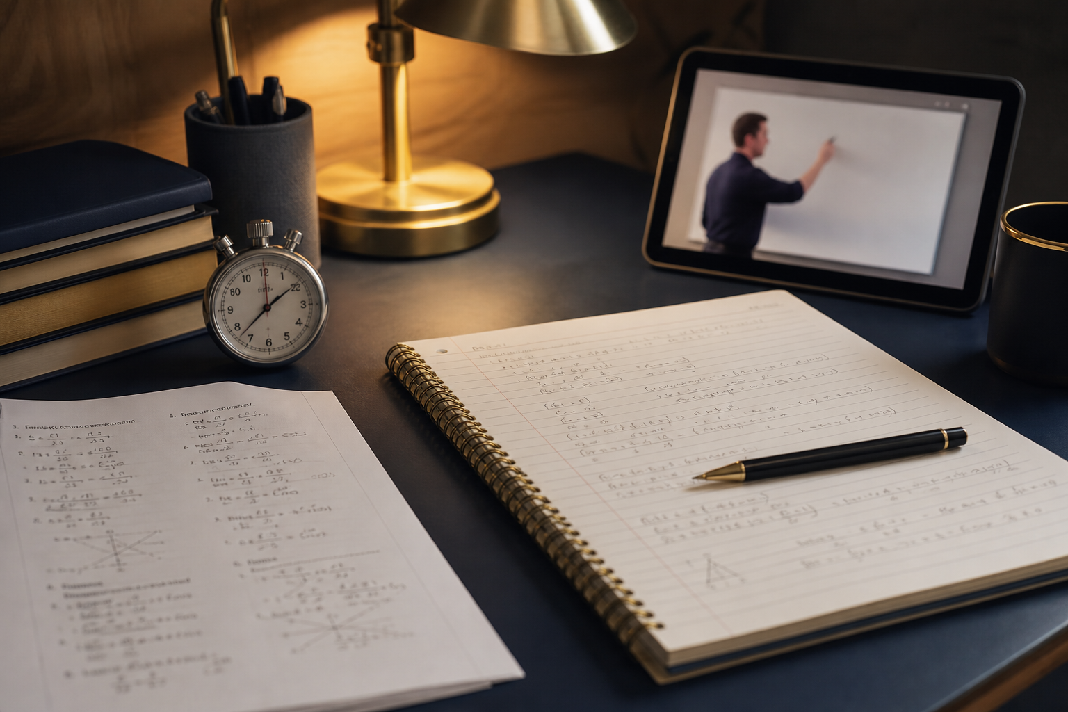 A guided one-hour study session with an exercise, a solution, and a short video.